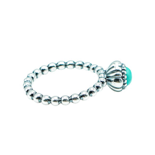 Pandora December Birthday Bloom Ring Turquoise Sterling Silver Stackable Size 6