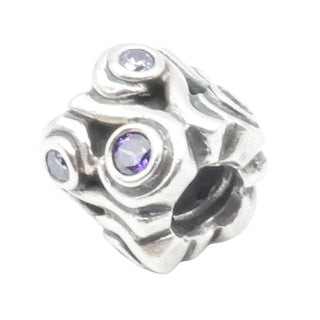 Pandora Ocean Wave Sterling Silver Charm With Amethyst Zirconia