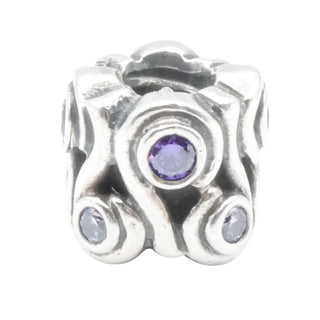Pandora Ocean Wave Sterling Silver Charm With Amethyst Zirconia