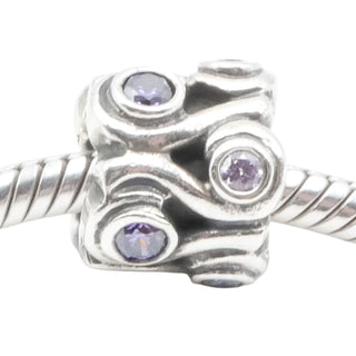 Pandora Ocean Wave Sterling Silver Charm With Amethyst Zirconia