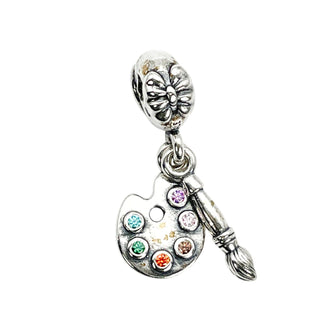 Pandora Artist's Palette Sterling Silver Dangle Charm With Colored Zirconia