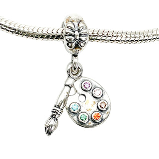 Pandora Artist's Palette Sterling Silver Dangle Charm With Colored Zirconia