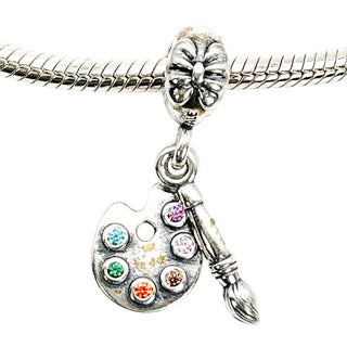 Pandora Artist's Palette Sterling Silver Dangle Charm With Colored Zirconia