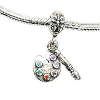 Pandora Artist's Palette Sterling Silver Dangle Charm With Colored Zirconia