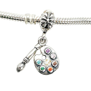 Pandora Artist's Palette Sterling Silver Dangle Charm With Colored Zirconia