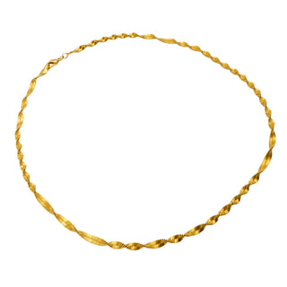 Vintage Gold Plated Twisted Chain Necklace Classic Minimalist Elegant 19 Inches