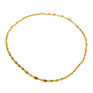 Vintage Gold Plated Twisted Chain Necklace Classic Minimalist Elegant 19 Inches