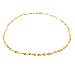 Vintage Gold Plated Twisted Chain Necklace Classic Minimalist Elegant 19 Inches