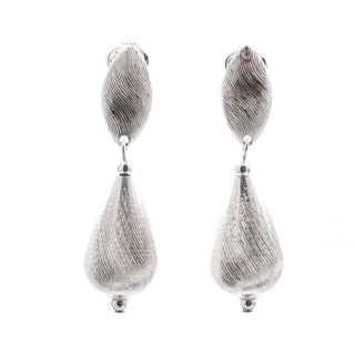 Vintage Sarah Coventry Silver Tone Drop Earrings Brushed Teardrop 1.75”