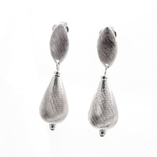 Vintage Sarah Coventry Silver Tone Drop Earrings Brushed Teardrop 1.75”