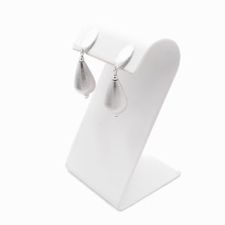 Vintage Sarah Coventry Silver Tone Drop Earrings Brushed Teardrop 1.75”