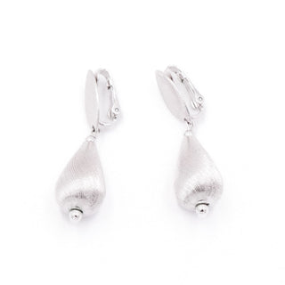 Vintage Sarah Coventry Silver Tone Drop Earrings Brushed Teardrop 1.75”