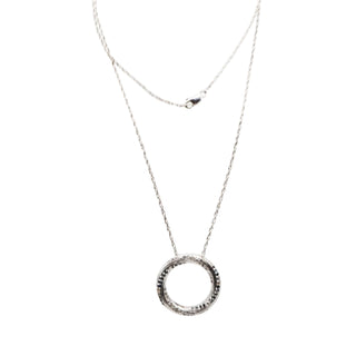 Vintage Sterling Silver Black And White Diamond Circle Necklace