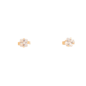 14K Yellow Gold 5mm Princess Cut Cubic Zirconia Stud Earrings