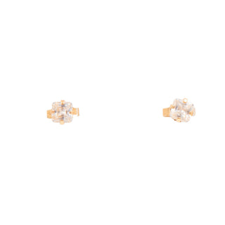 14K Yellow Gold 5mm Princess Cut Cubic Zirconia Stud Earrings