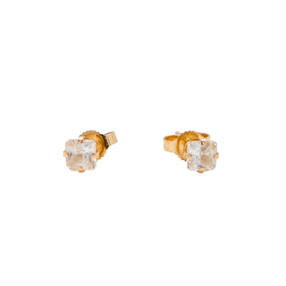 14K Yellow Gold 5mm Princess Cut Cubic Zirconia Stud Earrings