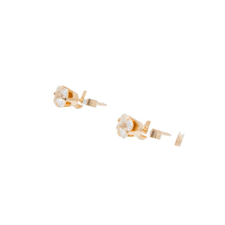 14K Yellow Gold 5mm Princess Cut Cubic Zirconia Stud Earrings