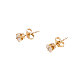 14K Yellow Gold 5mm Princess Cut Cubic Zirconia Stud Earrings