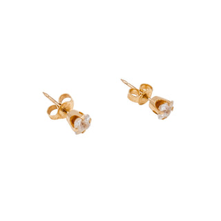 14K Yellow Gold 5mm Princess Cut Cubic Zirconia Stud Earrings