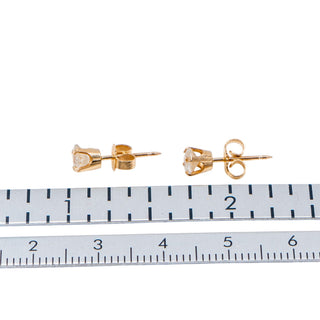 14K Yellow Gold 5mm Princess Cut Cubic Zirconia Stud Earrings