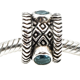 Ornate Blue Topaz Sterling Silver Charm