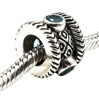 Ornate Blue Topaz Sterling Silver Charm