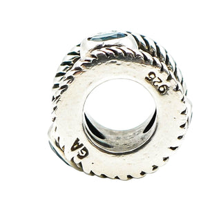 Ornate Blue Topaz Sterling Silver Charm