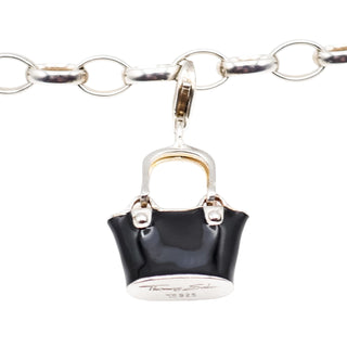 Thomas Sabo Black Beach Bag Sterling Silver Charm Pendant With Black Enamel