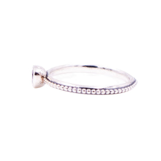Pandora One Love Heart Ring Sterling Silver Pink Sapphire Stackable Retired