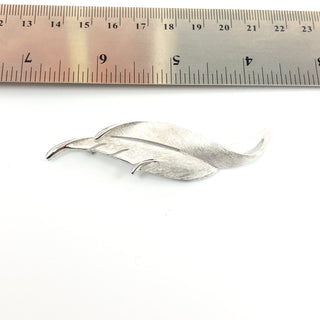 Vintage Crown Trifari Silver Tone Feather Brooch