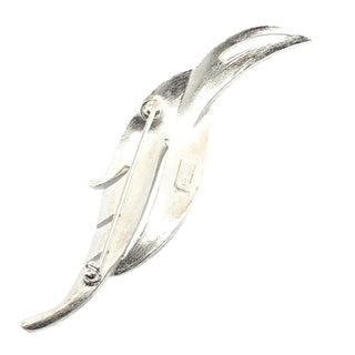 Vintage Crown Trifari Silver Tone Feather Brooch
