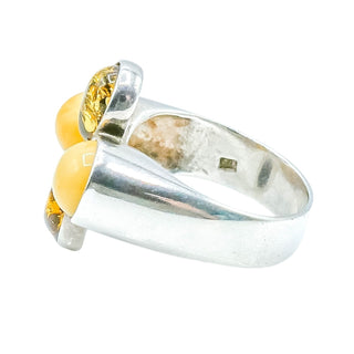 Baltic & Butterscotch Amber Sterling Silver Statement Ring Size 9