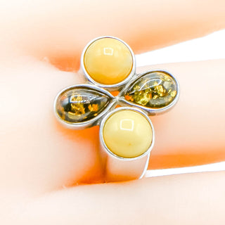 Baltic & Butterscotch Amber Sterling Silver Statement Ring Size 9