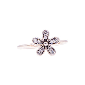 Pandora Retired Dazzling Daisy Sterling Silver Clear CZ Ring Size 6