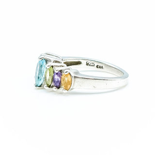 Multi Gemstone Sterling Silver Ring Amethyst Topaz Peridot Citrine Size 7