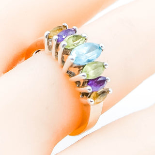 Multi Gemstone Sterling Silver Ring Amethyst Topaz Peridot Citrine Size 7