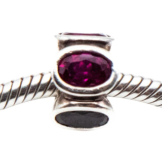Pandora Red Oval Lights Charm Sterling Silver Synthetic Ruby Bead Retired
