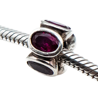 Pandora Red Oval Lights Charm Sterling Silver Synthetic Ruby Bead Retired
