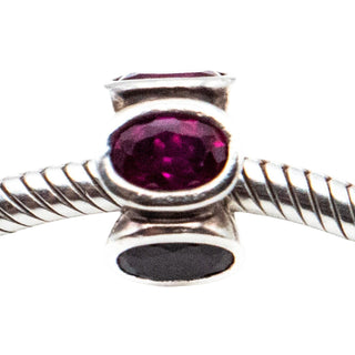 Pandora Red Oval Lights Charm Sterling Silver Synthetic Ruby Bead Retired