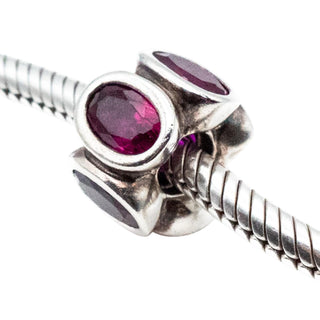 Pandora Red Oval Lights Charm Sterling Silver Synthetic Ruby Bead Retired