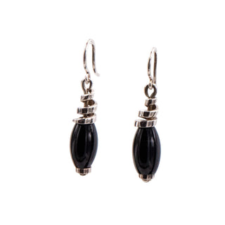 Sterling Silver 1.5 Inch Black Onyx Dangle Earrings