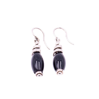 Sterling Silver 1.5 Inch Black Onyx Dangle Earrings
