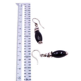 Sterling Silver 1.5 Inch Black Onyx Dangle Earrings