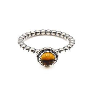 Pandora November Bloom Ring Size 7 Citrine Sterling Silver Stackable Retired