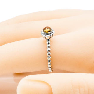 Pandora November Bloom Ring Size 7 Citrine Sterling Silver Stackable Retired