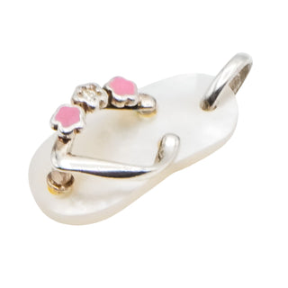 Truth Jewellery Sterling Silver Mother of Pearl Flip Flop Charm | Beach Summer Charm Pendant