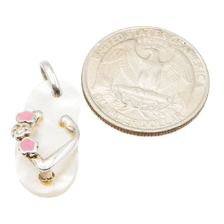 Truth Jewellery Sterling Silver Mother of Pearl Flip Flop Charm | Beach Summer Charm Pendant
