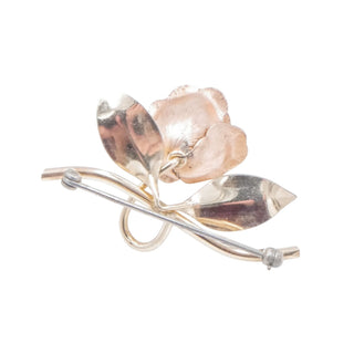 Krementz 12K Gold Filled Rose Brooch Yellow & Rose Gold Floral Pin 1.75 Inch
