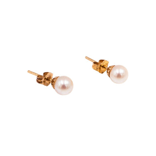 14K Yellow Gold 6mm Akoya Pearl Stud Earrings