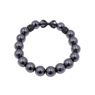 Hematite Stretch Bracelet Black CZ Infinity Accent Gunmetal Beads 7.9 Inches